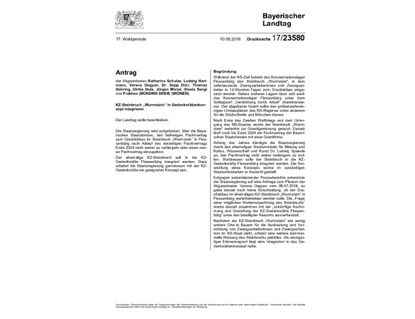 Grüner Antrag "KZ-Steinbruch „Wurmstein“ in Gedenkstättenkonzept integrieren"