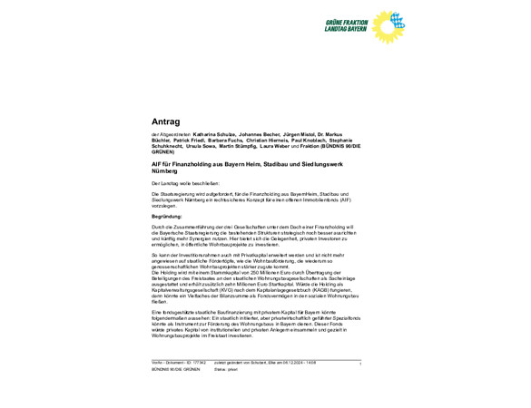 Antrag Wohnungsbaufonds