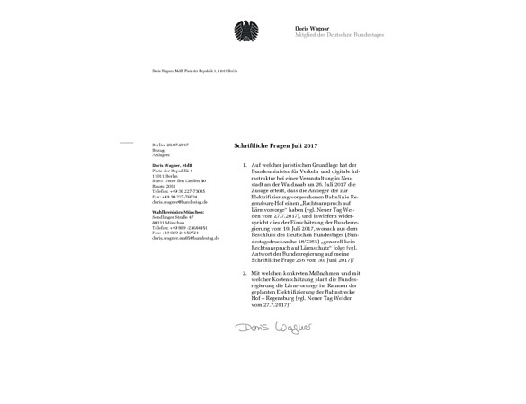 Anfrage an Die Bundesregierung