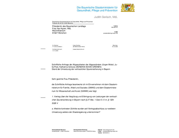 Antwort der Bayerischen Staatsregierung