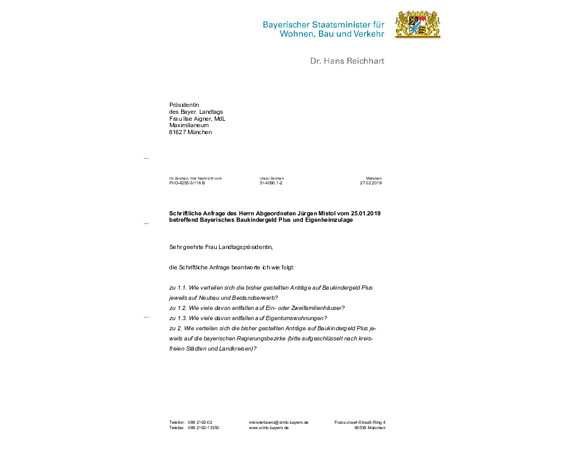 Anfrage zum Baukindergeld Plus