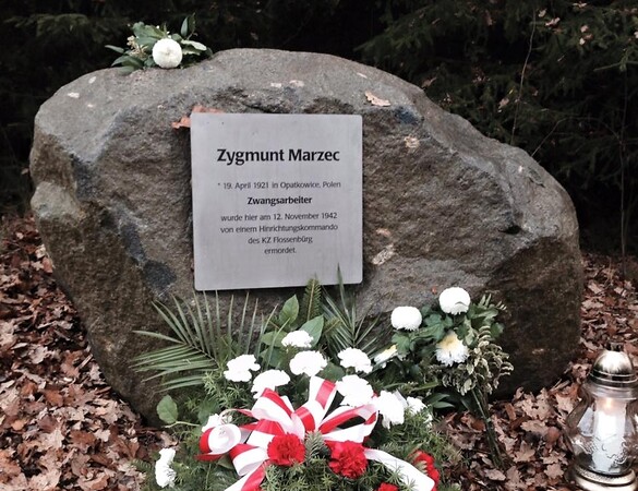 Gedenkstein für den Zwangsarbeiter Zygmunt Marzec