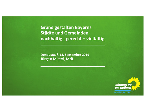Vortrag "Grüne gestalten Bayerns Städte und Gemeinden"