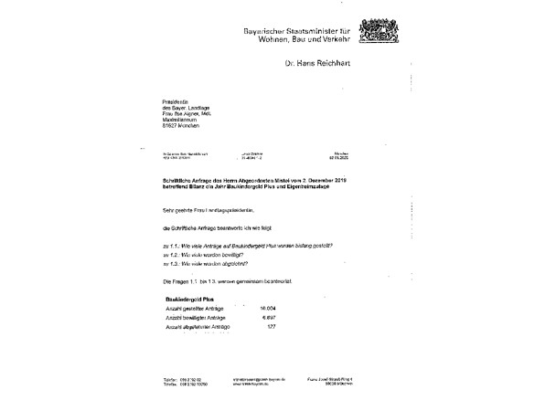 Anfrage an die Bayerische Staatsregierung