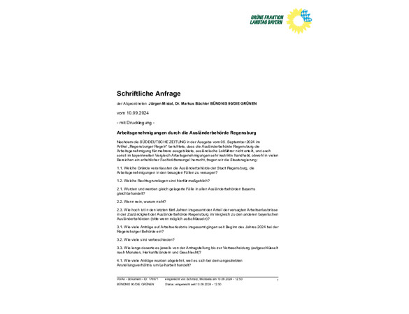 Schriftliche Anfrage