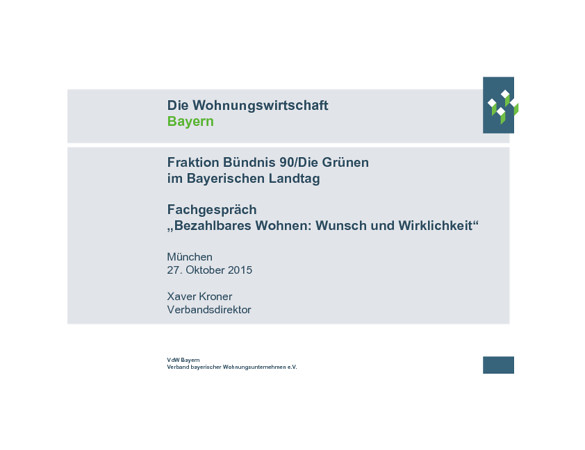 Präsentation des Verbandsdirektors der bayerischen Wohnungswirtschaft Xaver