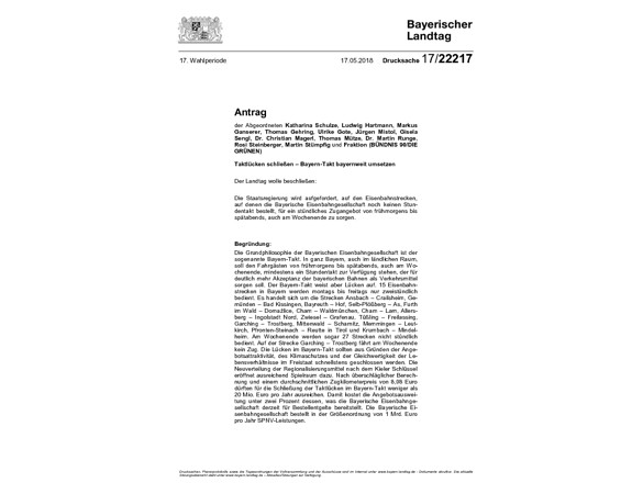 Antrag "Taktlücken schließen"