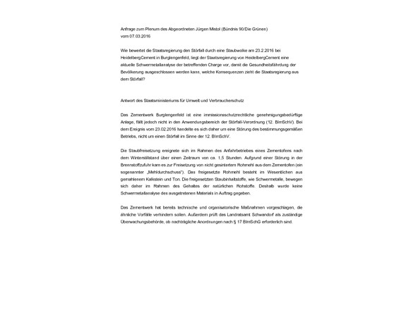 Antwort der Bayerischen Staatsregierung