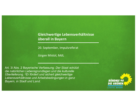 Impulsreferat "Gleichwertige Lebensverhältnisse überall in Bayern