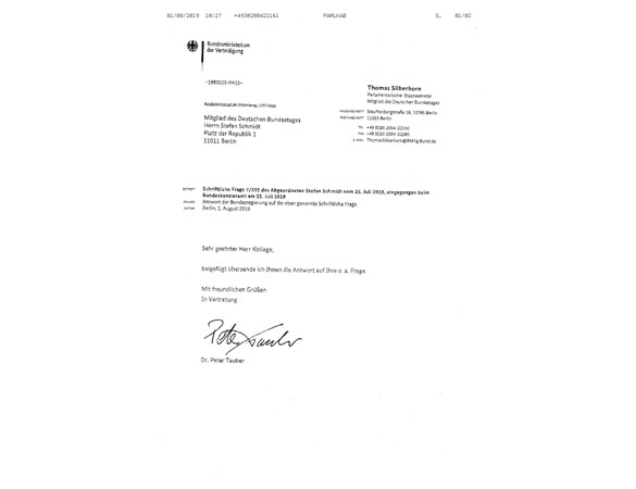 Antwort auf die Schriftliche Frage von Stefan Schmidt