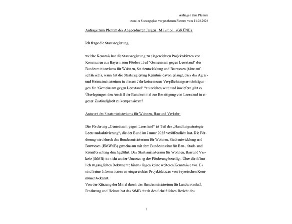 Anfrage Jürgen Mistol